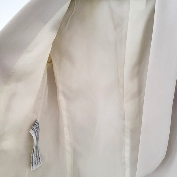 MANGO Suit Ivory Cropped Blazer I Size M, Open Front, Elegant Dressy Jacket - Picture 6 of 8